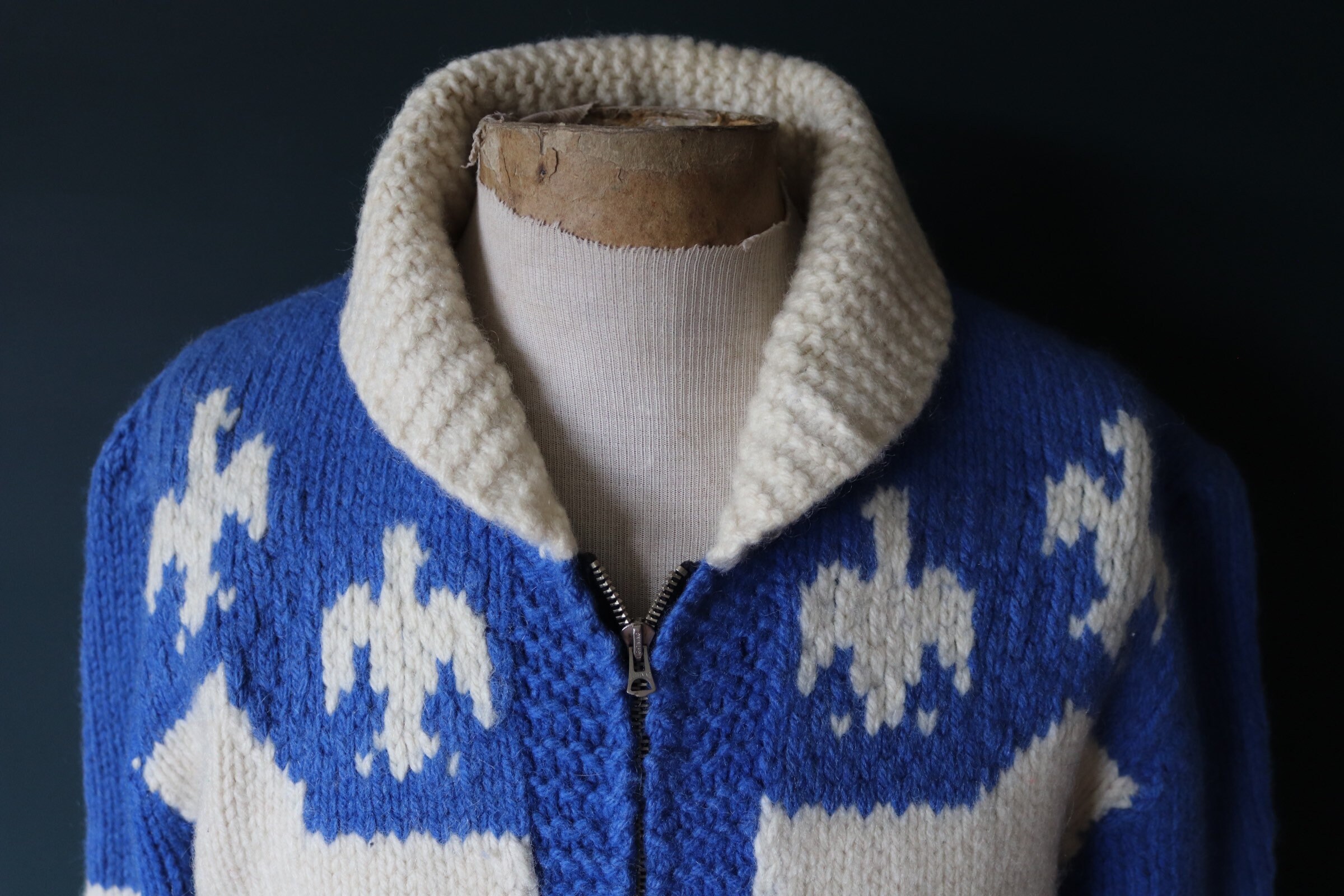 Vintage 1950 50s 1960s 60s chunky knitted wool cowichan sweater