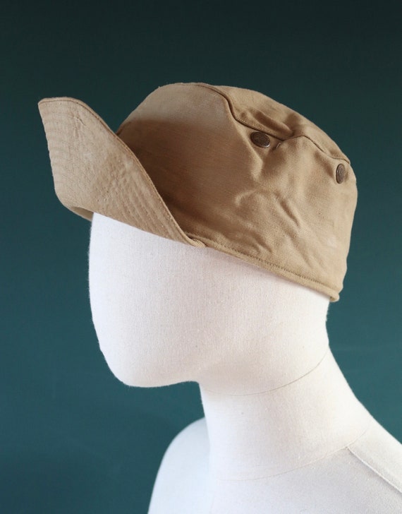 Vintage 1950s 50s 1960s 60s RAF British military air force peaked ADEN cap ground crew khaki drill workwear work chore