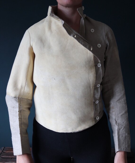 Antique 1800s 1890s French linen chamois deerskin