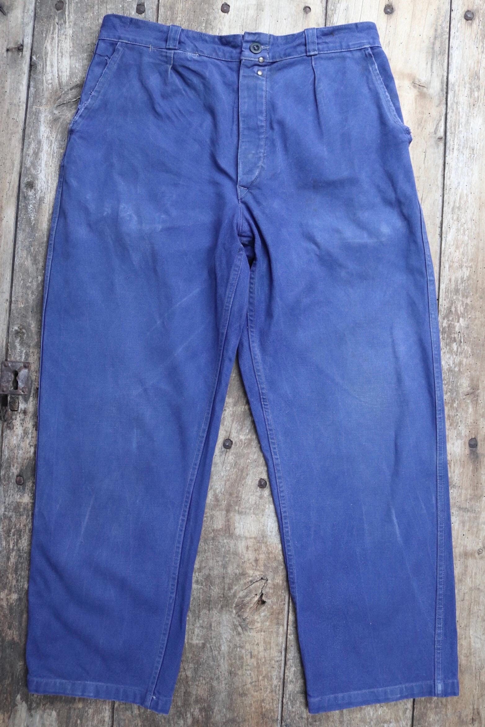 パンツ FRENCH VINTAGE COTTON work pants Vintage French Workwear Pants Brown Cotton Trousers 1950s 43