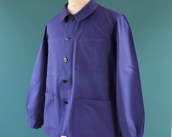 Vintage 1950s 50s 1960s 60s French Blue Work Jacket Workwear Chore