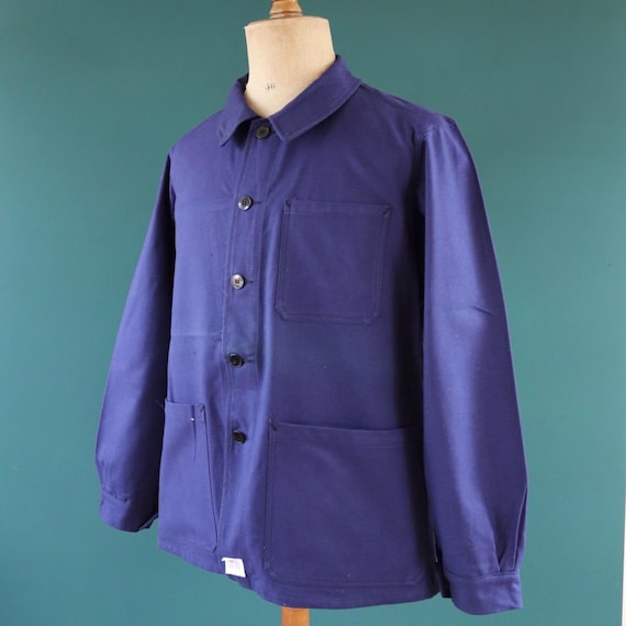 Vintage 1960s French Workwear Jacket - Blue Chore Coat - 45” Chest