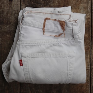 Vintage 90s Levi&#39;s 501 White Denim Jeans - Made in France (30&quot; x 27&quot;)