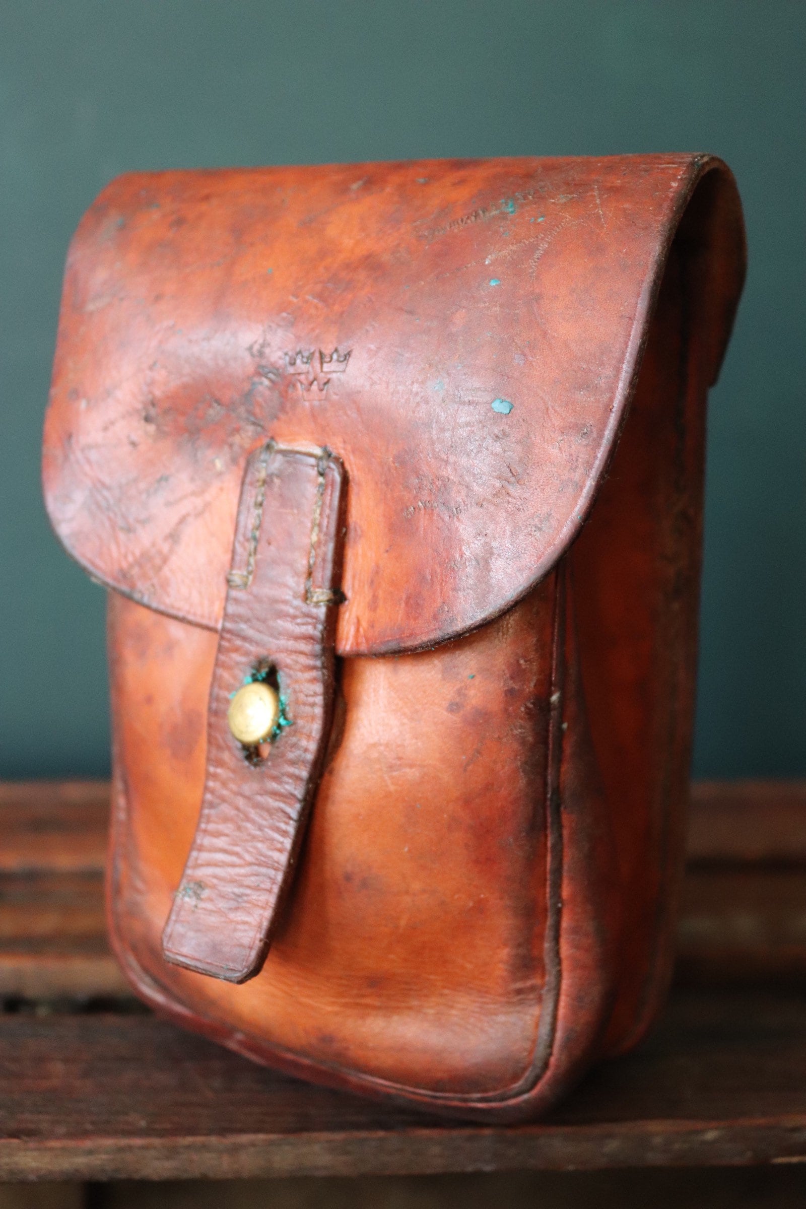 Vintage 1930s 30s 1940s Swedish army military brown leather hip