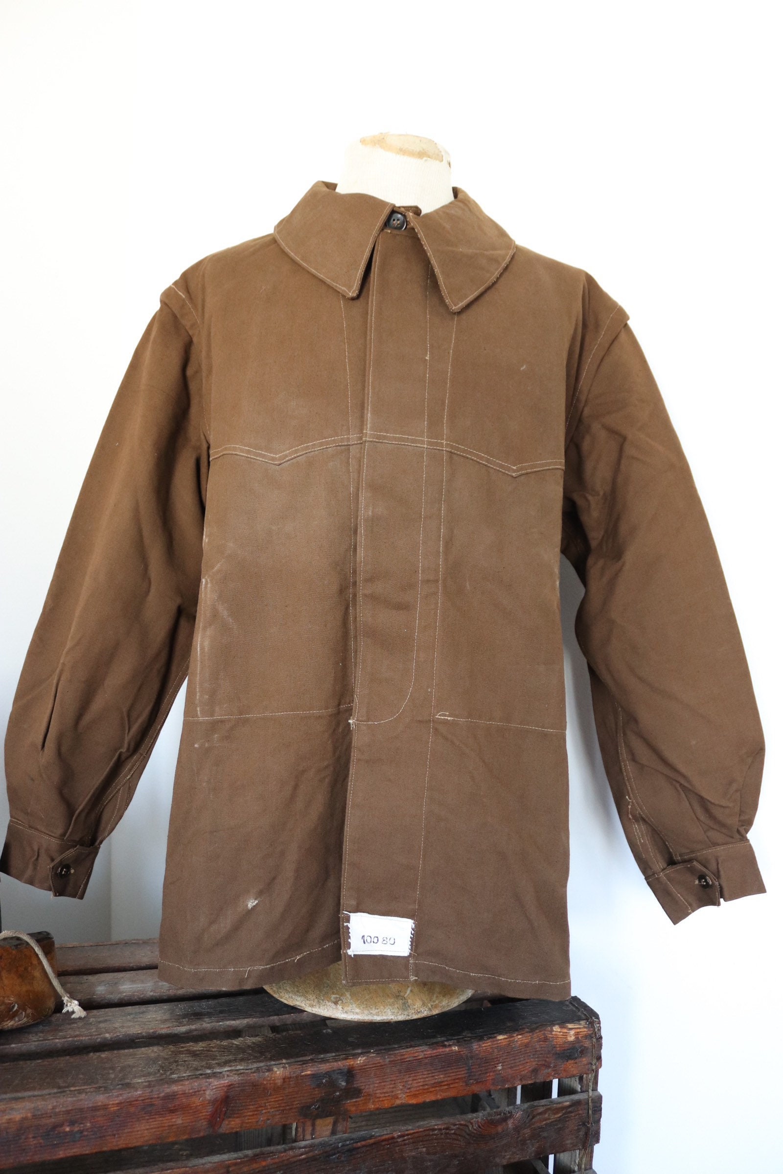 Vintage 1960s 60s french brown cotton canvas SNCF train railway ...