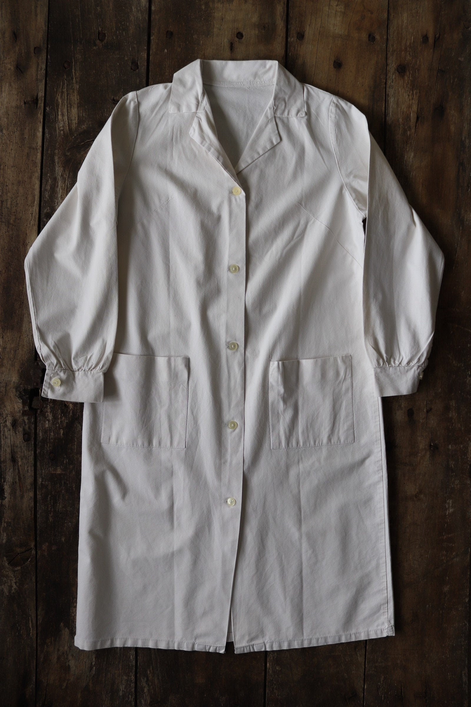 Vintage 1950s 50s french womens white cotton button up overall dress ...