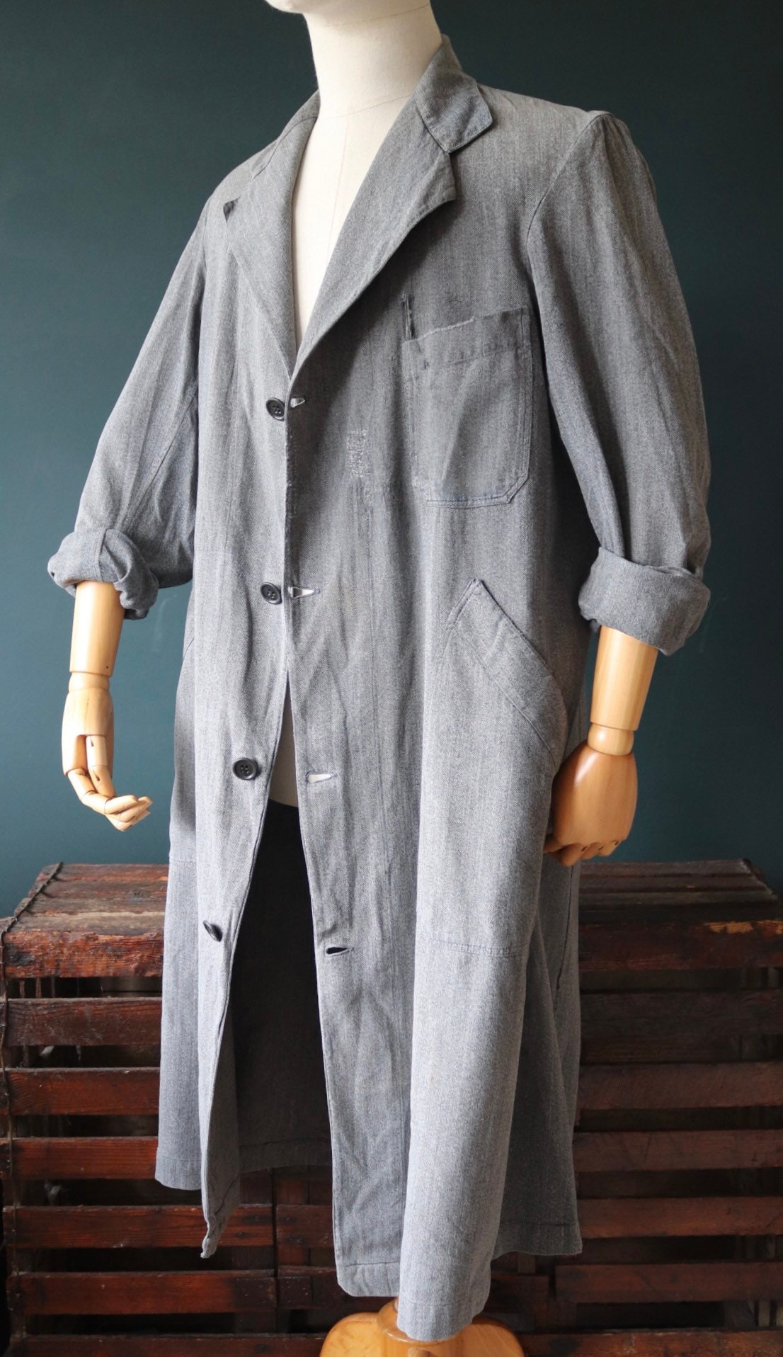 Vintage 1950s 50s French Salt Pepper Grey Work Coat Jacket - Etsy