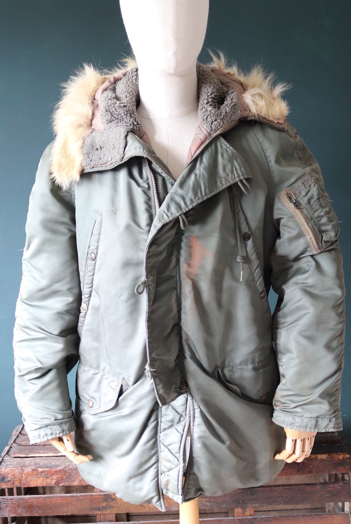 Vintage 1960s 60s USAF us Air Force N3B N3B khaki green snorkel parka