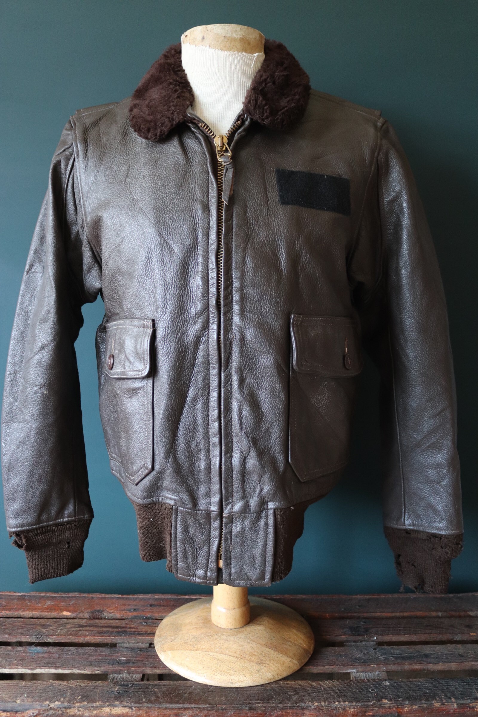 Vintage 1980s 80s USN US navy type G 1 G1 brown leather flight