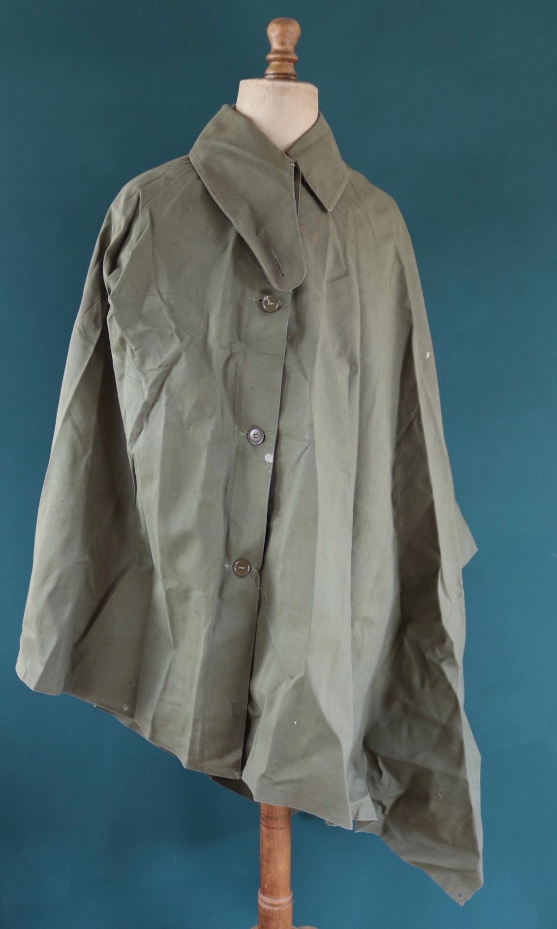Vintage 1950s British Army Gas Cape - Rubberized Cotton Poncho