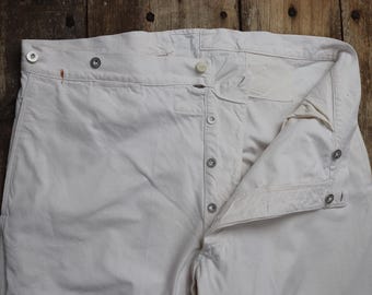 Vintage 1940s French Workwear Trousers - 1950s Deadstock - Buckle