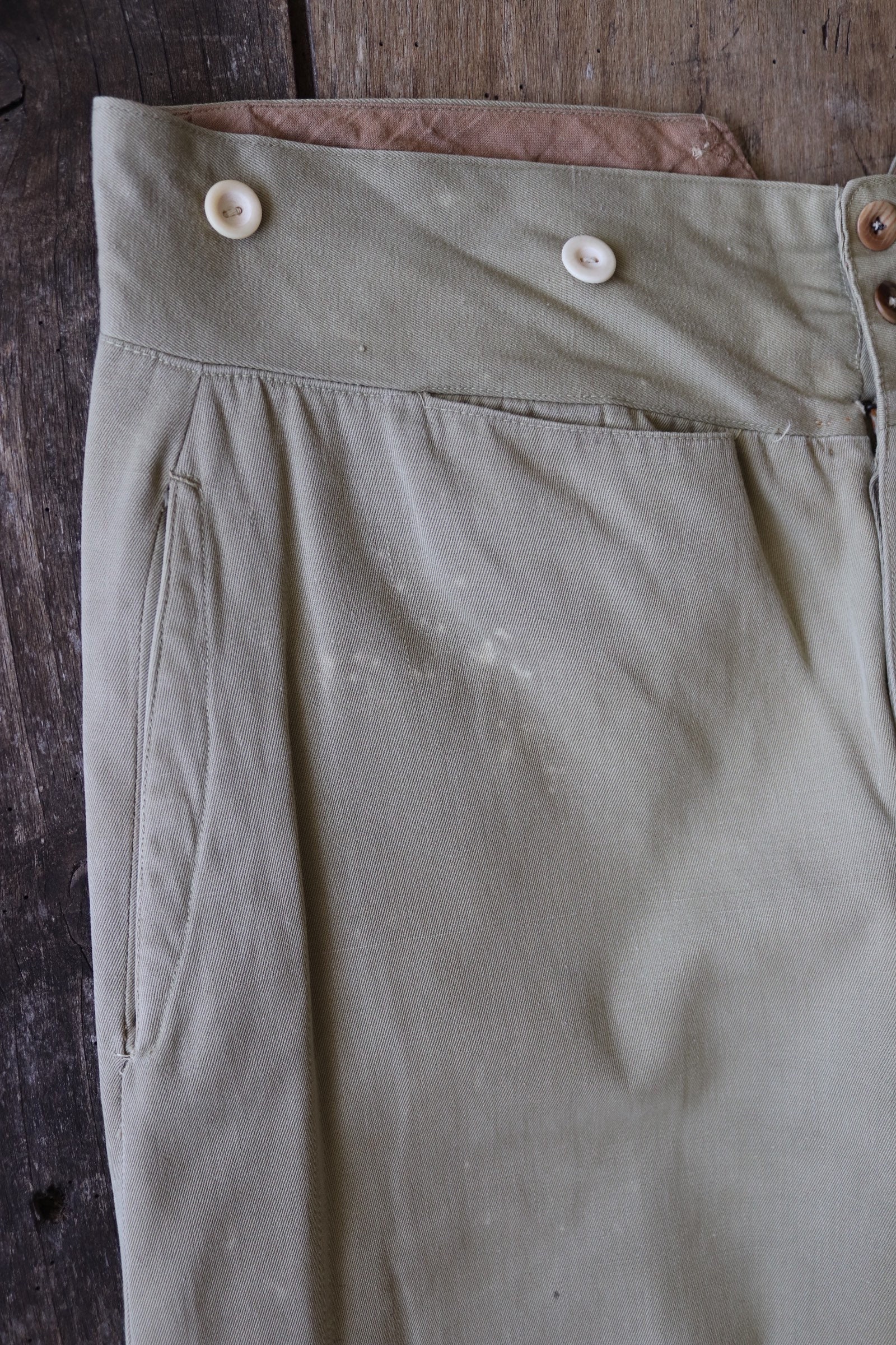 Vintage 1940s 40s French military brown green cotton riding breeches