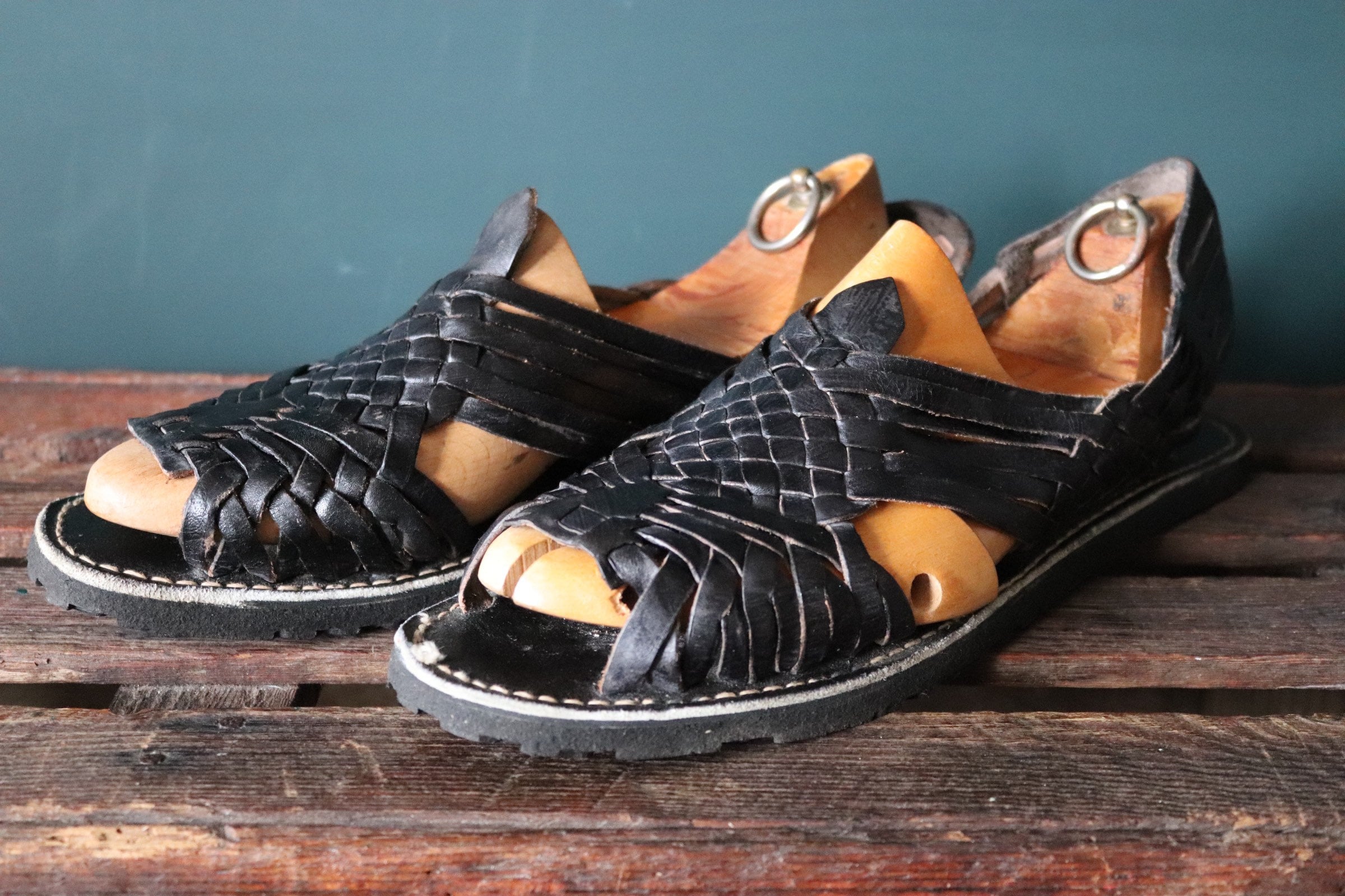 Vintage Hortega’s black plaited leather Huarache sandals Huraches ...