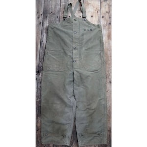 Vintage 1940s US Navy Overalls - USN Deck Dungarees - Military