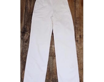 激レア50s US NAVY WHITE COTTON TROUSERS L True Vintage 50s US Navy White Cotton Sailor's Button Fly Cracker