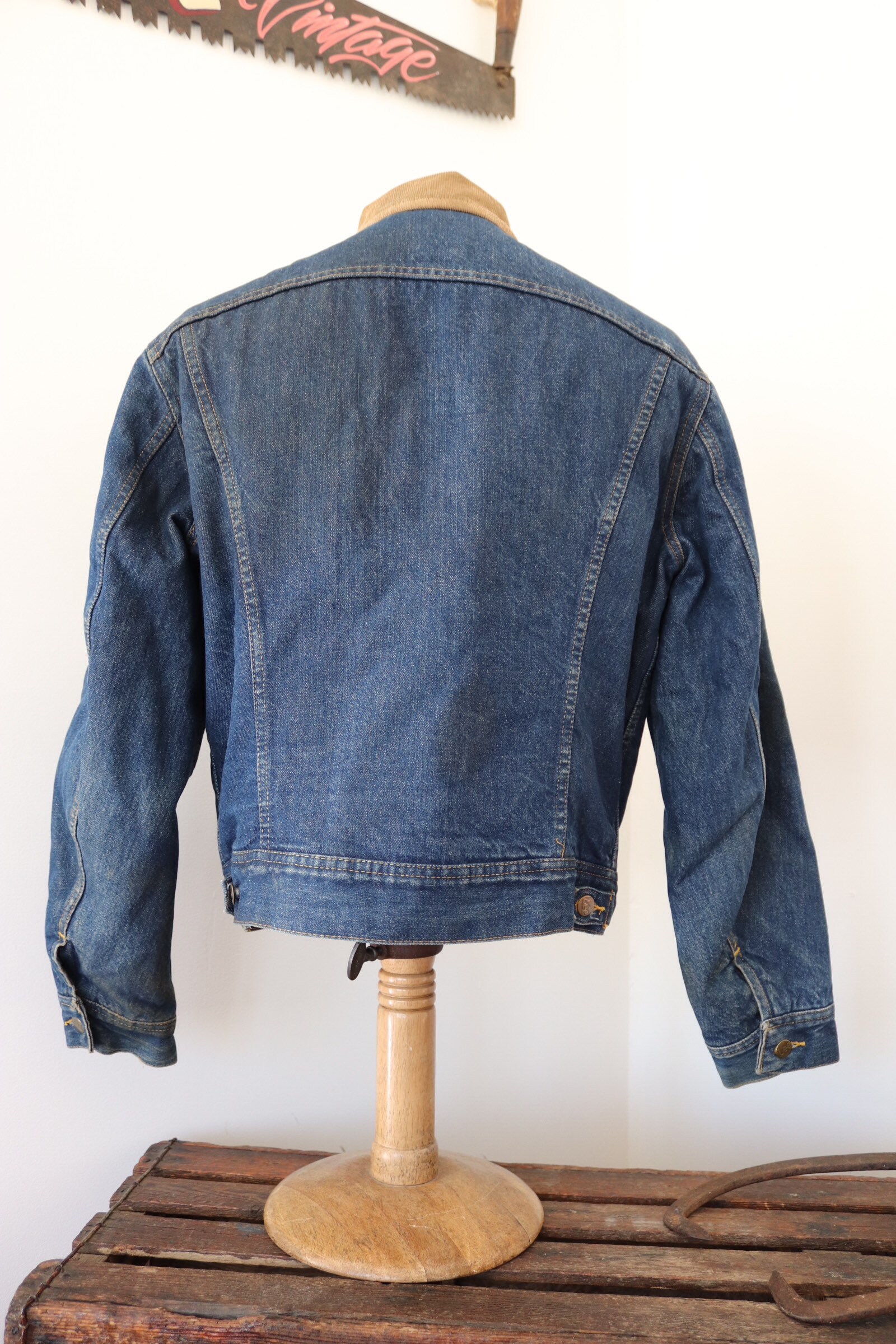 Vintage Lee indigo blue blanket lined denim jacket 45 chest workwear ...