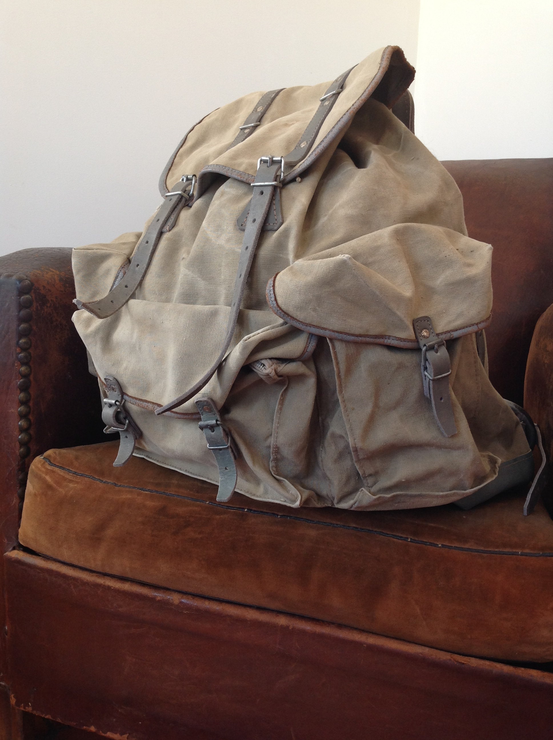 Vintage 1960s 60s French Lafuma La Fuma canvas hiking walking