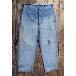 Pantalon De Travail Vintage Bleu - Taille M, Style Workwear Français