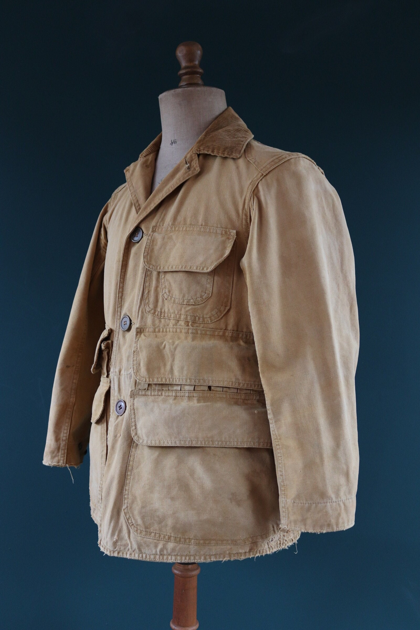 Vintage 1930s 30s Tan Brown Duck Cotton Canvas Jacket Hunting  