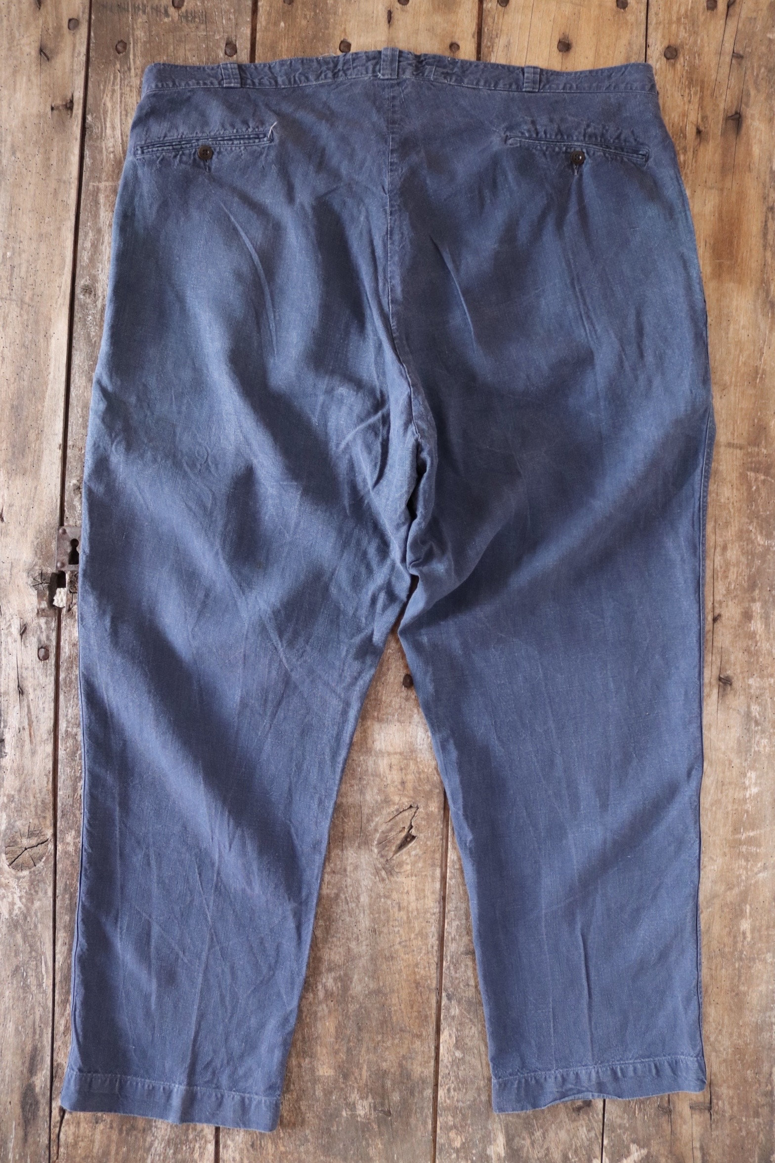 Vintage 1930s French Indigo Linen Workwear Trousers - Chore Pants
