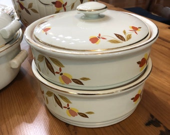 Hall Jewell Tea Autumn Leaf Small Stacking Casserole Dishes with Lid