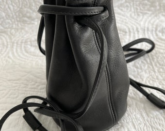 Vintage Coach Small Black Leather Crossbody or Shoulder Coach Bag
