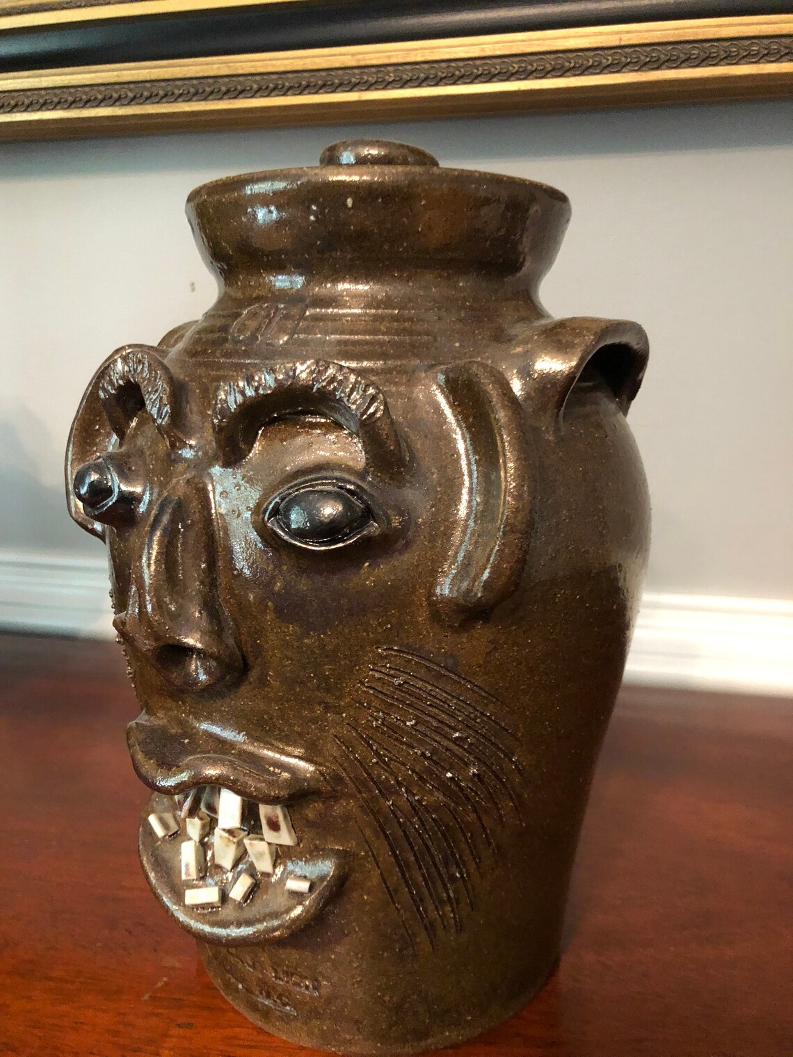Charles Lisk Face Jug Folk Art Pottery Etsy