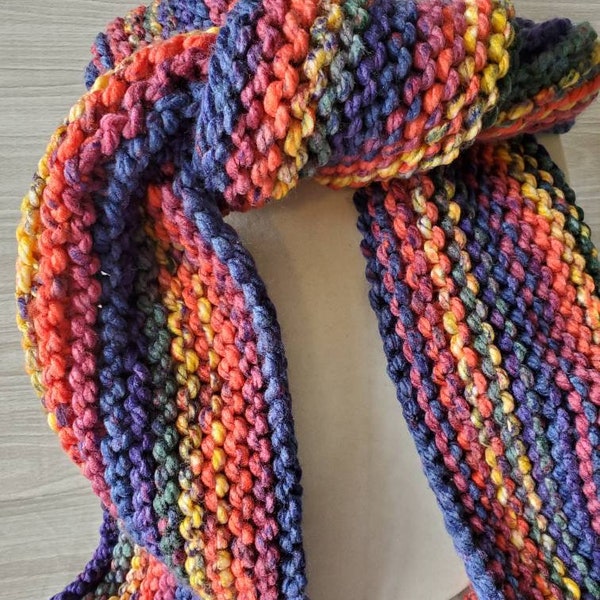 Turbine Bulky Scarf, Blue Red Yellow Green Pink Purple, Chunky Ribbed Long Neckwarmer, Coat Accessory