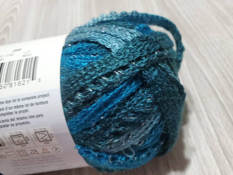 Ruffle Yarn Crochet Yarn Red Heart Boutique Sashay Craft Project Yarn Fishnet Ruffle Yarn Jive Sashay Yarn Shades of Teal Yarn