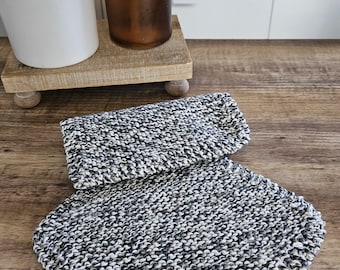 Overcast Twist Dishcloths, Set of 2 Washcloths, Gray Black White Modern Cloths, Ecofriendly & Reusable Cloths