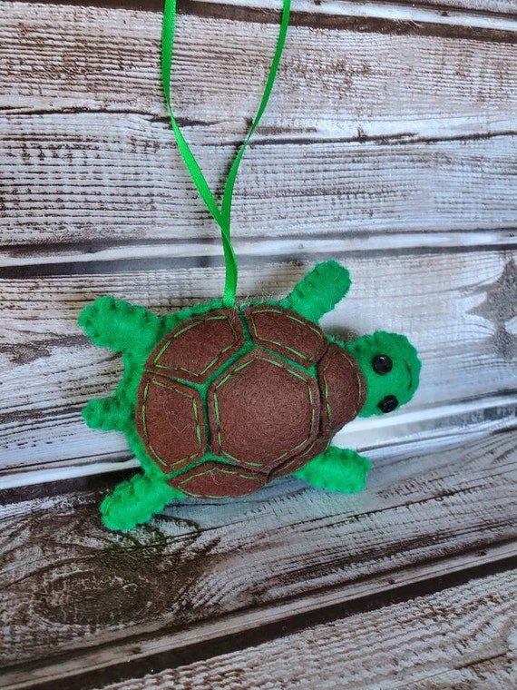 Turtle Ornament Felt Turtle Ornament Green Turtle Ornament Etsy