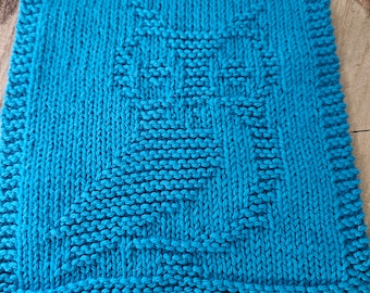 Owl Teal Dishcloth, Cotton Kitchen Decor, Ecofriendly Reusable, Handknit Bird Washcloth