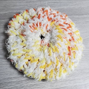 Creamsicle Scrubby, Yellow White Orange, Kitchen Round Dish Scrubber, Loom Cotton  Ecofriendly, Handmade Reusable,  Fall Sponge Decor