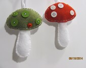 Mushroom Ornaments, Buttons, Ladybug, Felt, Christmas, Woodland, Forest, Fairy Mushroom, Gift Ideas, Home Decor, Nursery Decor, Birthday