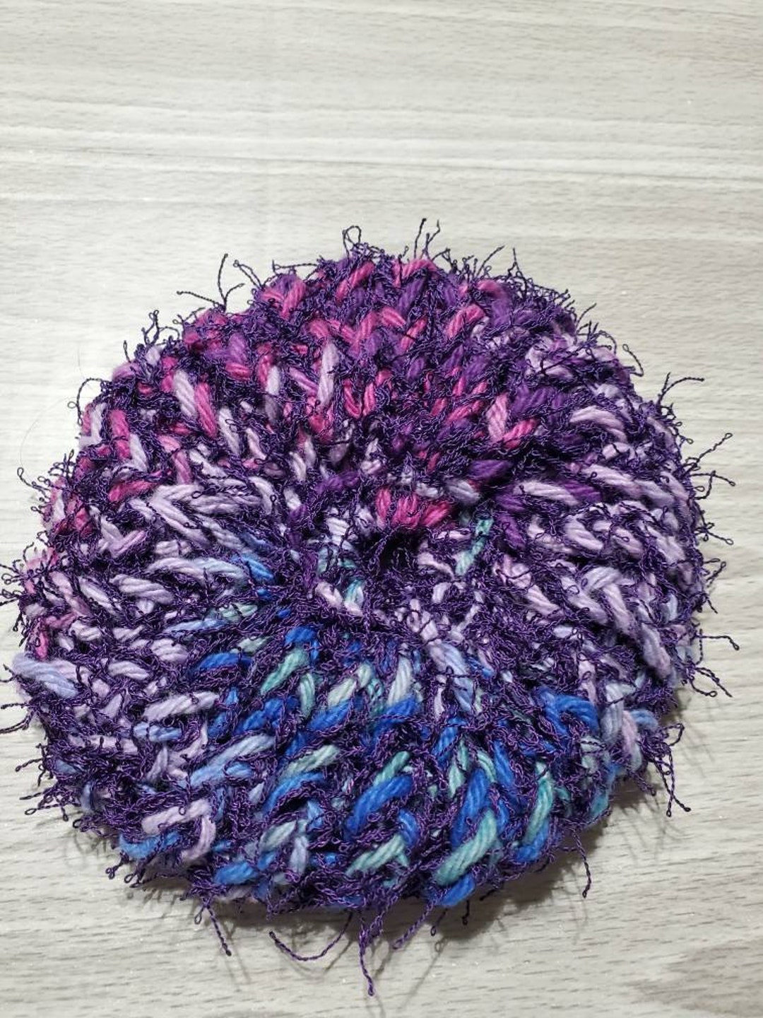 Jewels Scrubby, Kitchen Dishrag, Loom Knit Scrubber, Purple Blue Pink