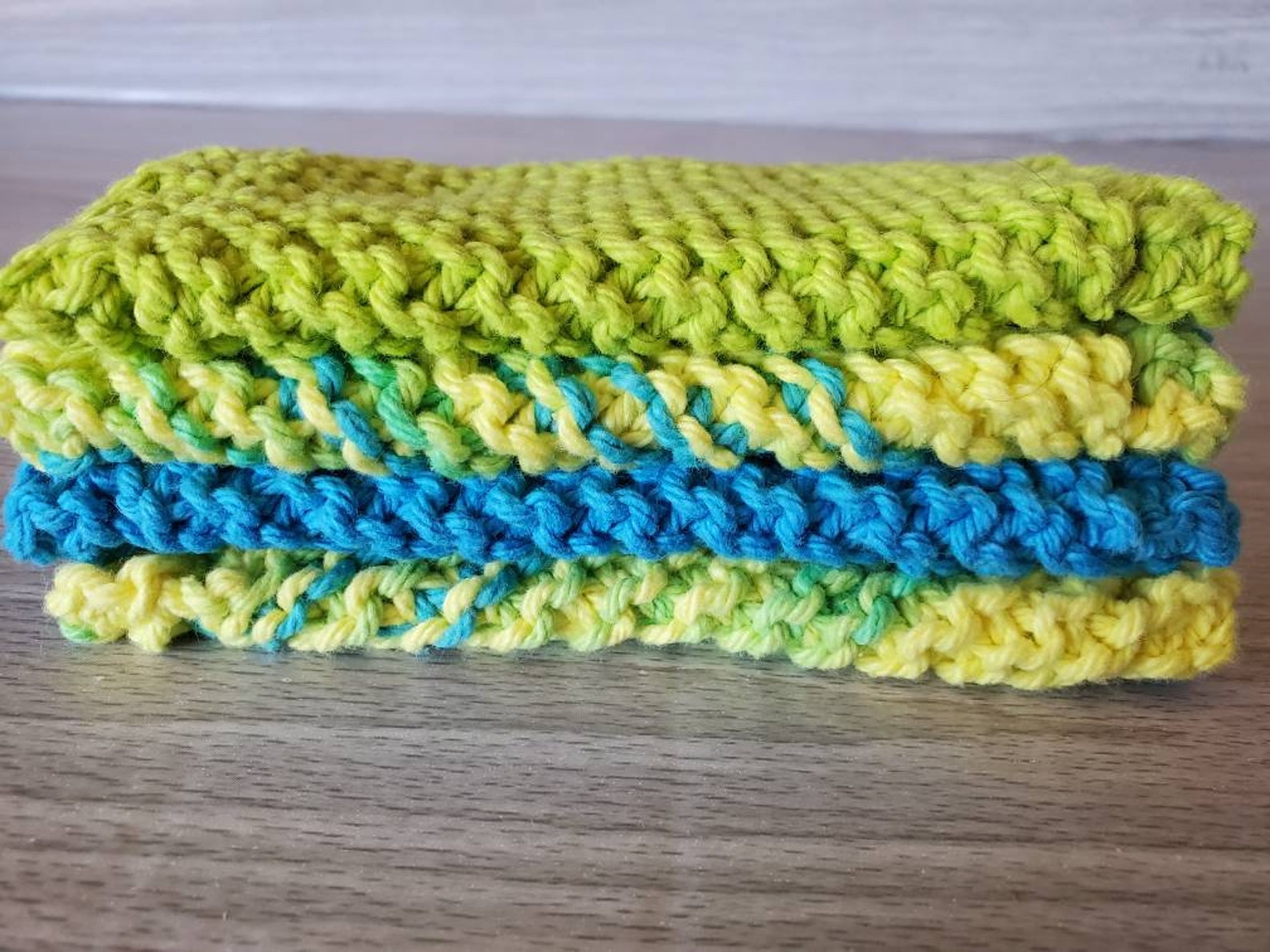 Baby Boy Washcloths Set of 4 Handknit Washcloths Bathtime Etsy