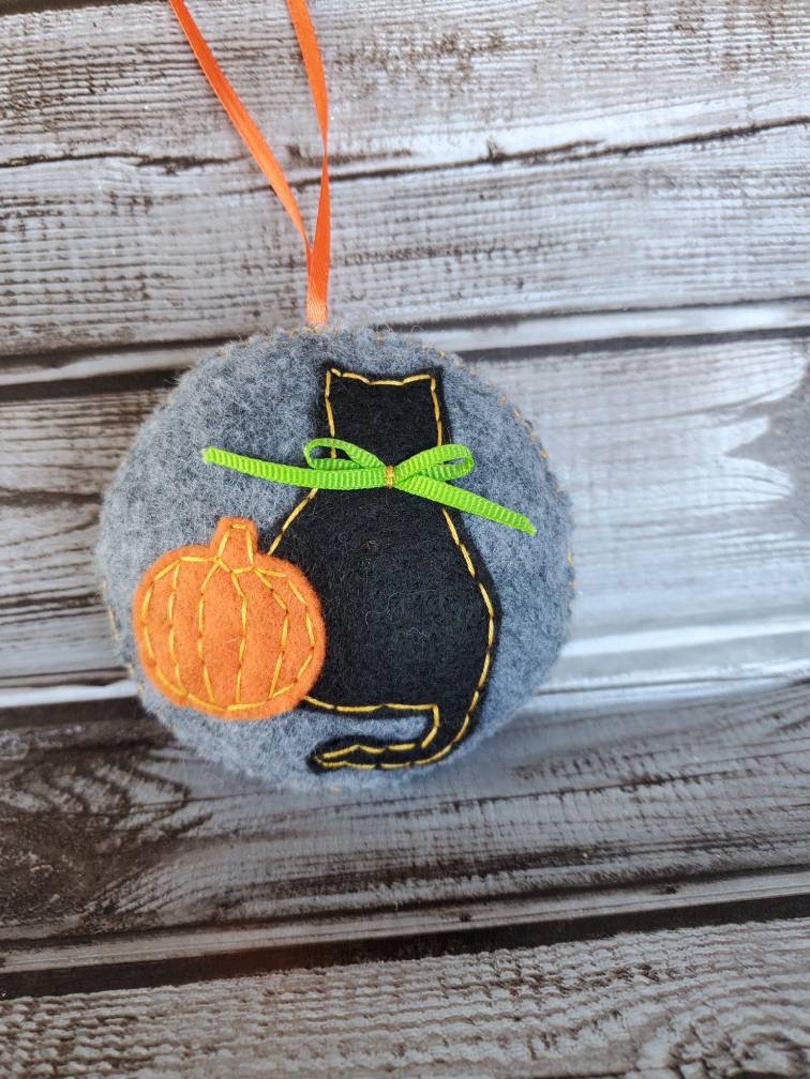Cat Felt Ornament Black Cat Ornament Felt Black Cat Etsy