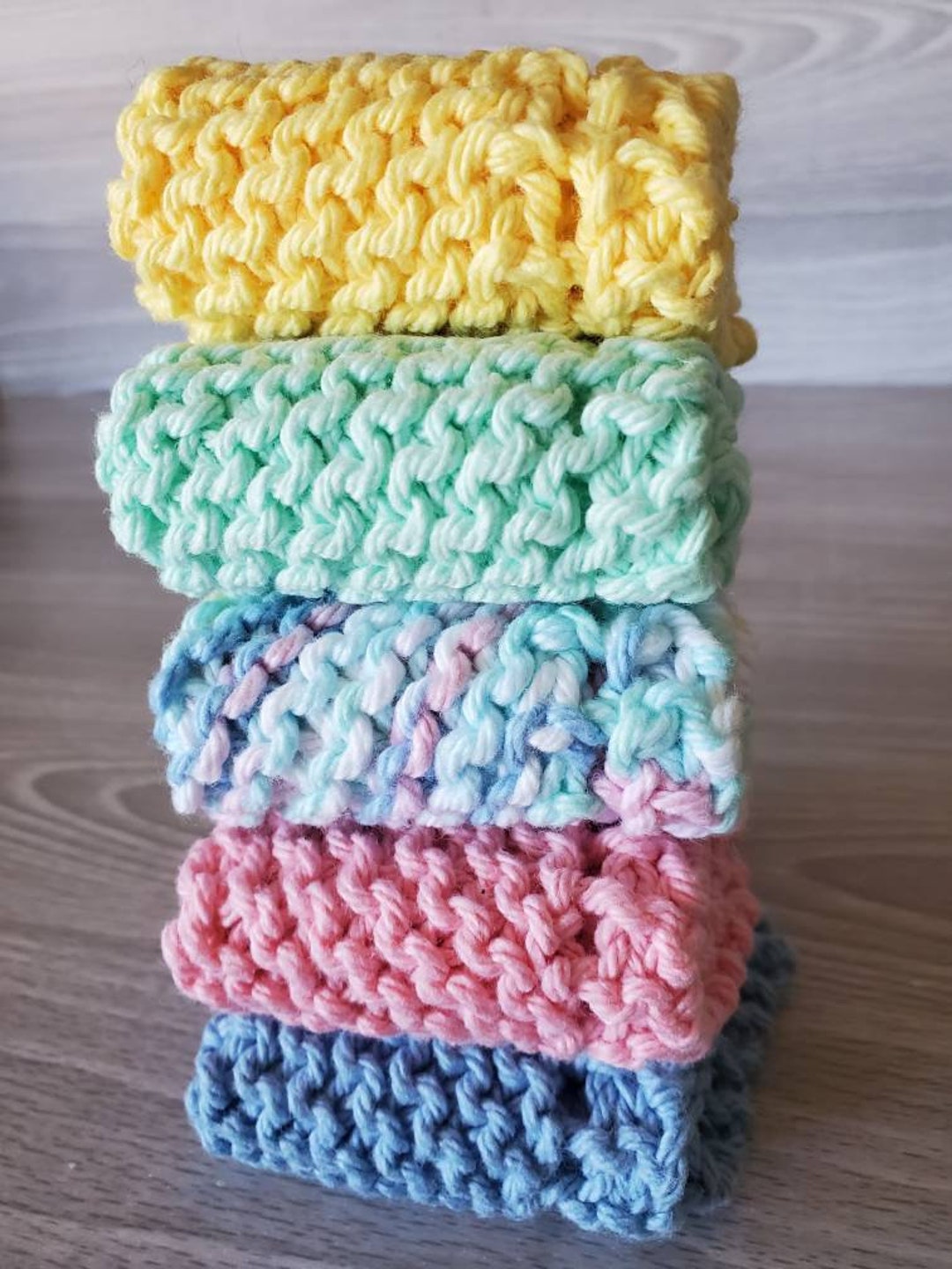 Baby Cotton Washcloths Small Knit Washcloths Set of 5 Baby Etsy