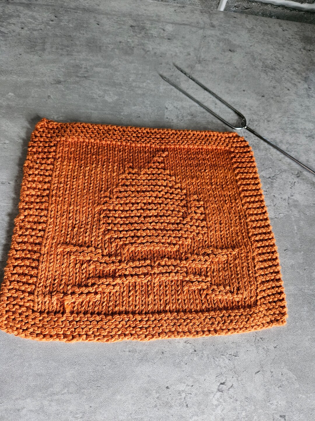 Campfire Dishcloth, Orange Fire Cotton Washcloth, Camping Kitchen Bath