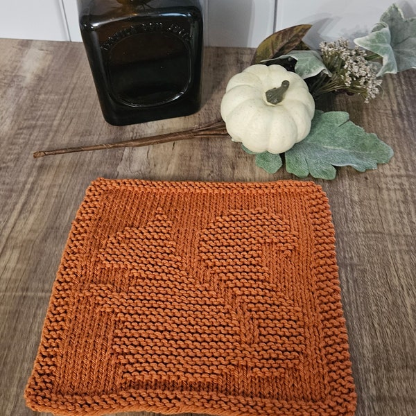 Squirrel Dishcloth, Papaya Knit Cotton Washcloth, Ecofriendly & Reusable Bath Kitchen Cloth, Fall Decor Gift