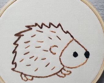 Hedgehog Ornament, Brown Tan, Embroidery Woodland, Hanging Wall Art, Christmas Nursery Decor