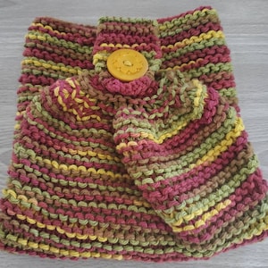 Autumn Leaves Ombre Towel, Hanging Oven Tea Cloth, Maroon Sage Yellow, Kitchen Autumn Knit Decor