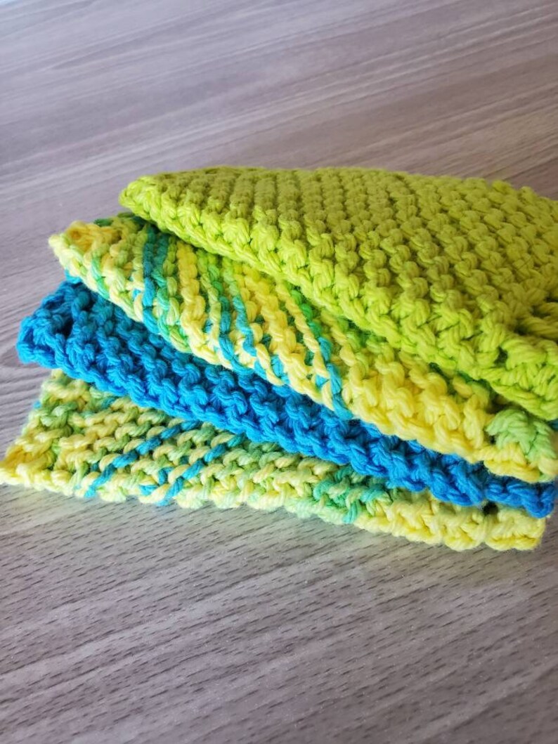 Baby Boy Washcloths Set of 4 Handknit Washcloths Bathtime Etsy