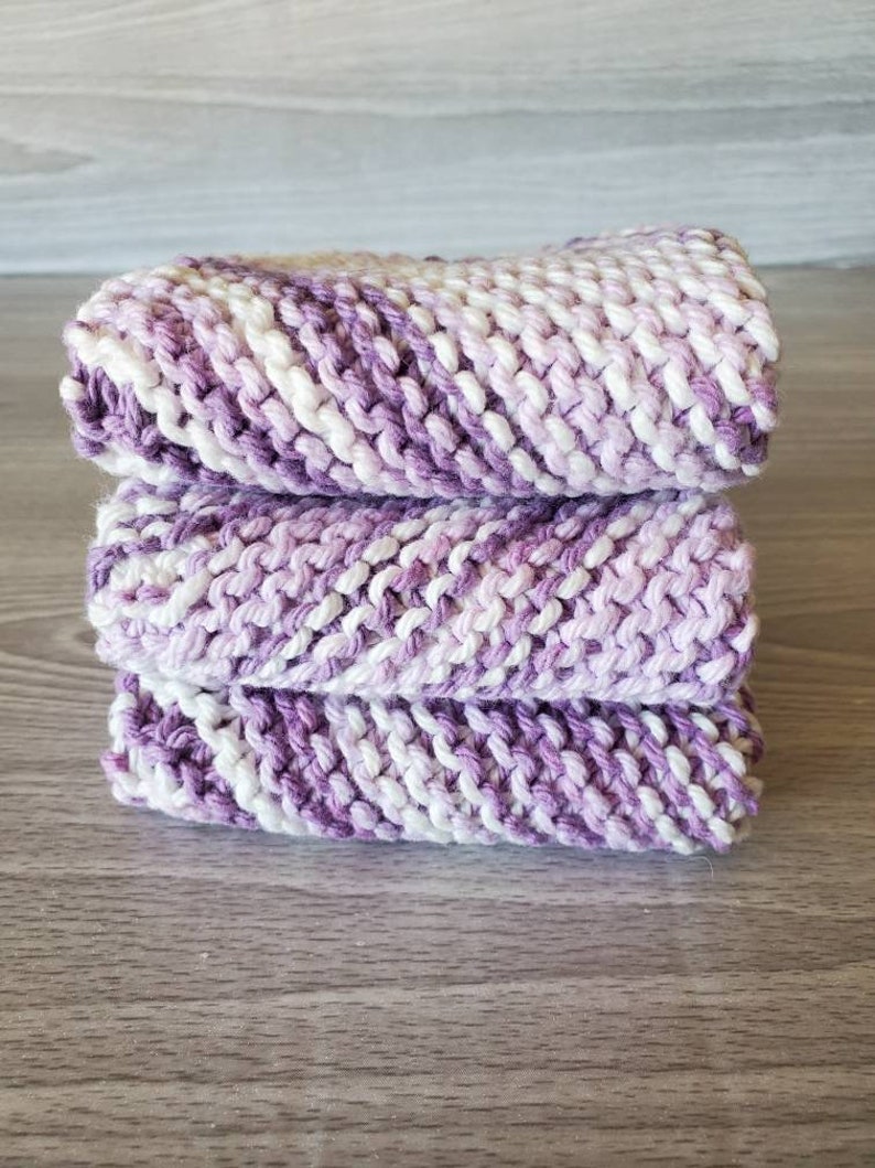 Shades of Purple Washcloths Set of 3 Pansy Dishcloths Hand Etsy