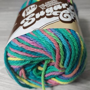 Psychedelic, Sugar n Cream Yarn, Purple Blue Pink Green Yellow Orange, Knitting and Crochet, Kitchen Cotton,  Medium #4