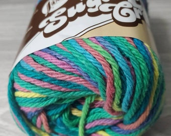 Psychedelic, Sugar n Cream Yarn, Purple Blue Pink Green Yellow Orange, Knitting and Crochet, Kitchen Cotton,  Medium #4