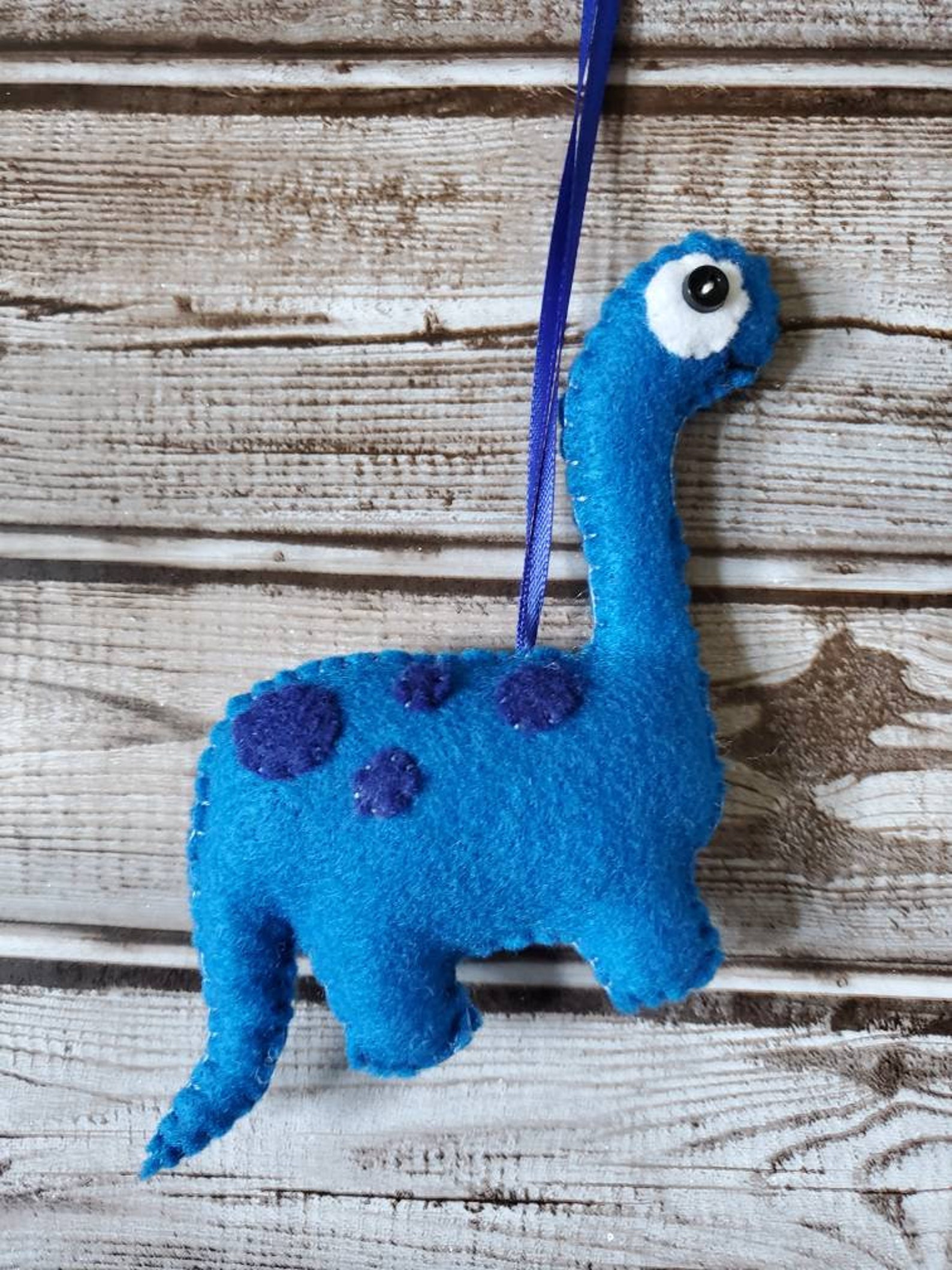 Dinosaur Ornament Felt Dinosaur Ornament Blue Brachiosaurus Etsy