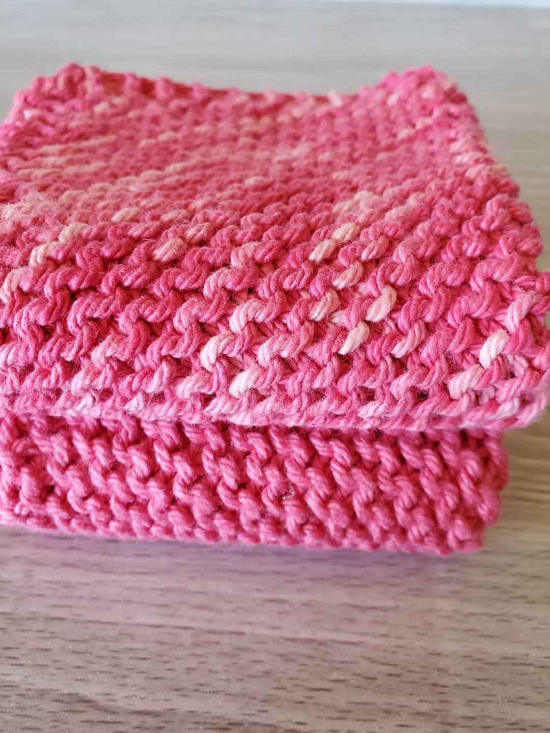 Hot Pink Washcloths Set of 2 Washcloths Knit Dishcloth Set Etsy