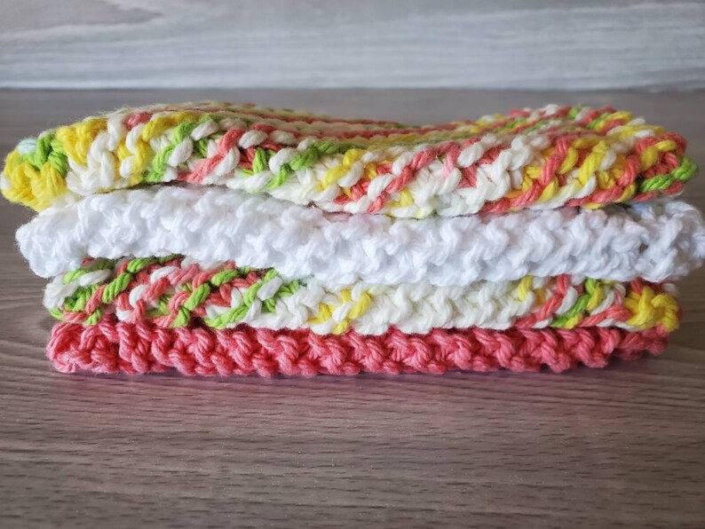 Baby Washcloth Set of 4 Knit Cotton Washcloths Small Baby Etsy