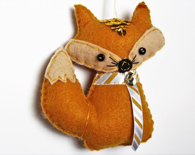 Golden Fox Ornament Christmas Fox Ornament Felt Fox Etsy